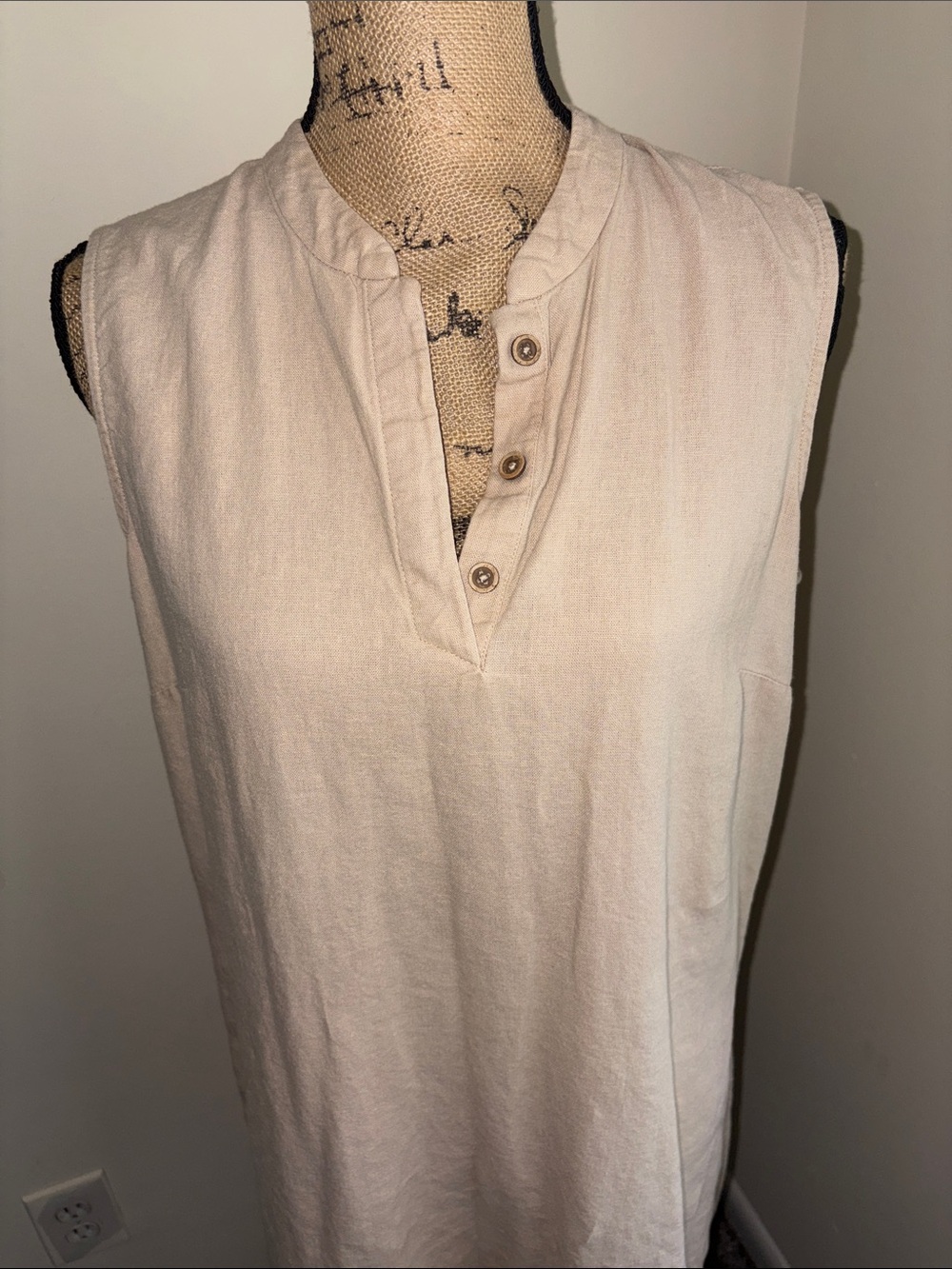 Anne Klein Sleeveless Tunic Dress in Light Beige - Picture 2 of 7